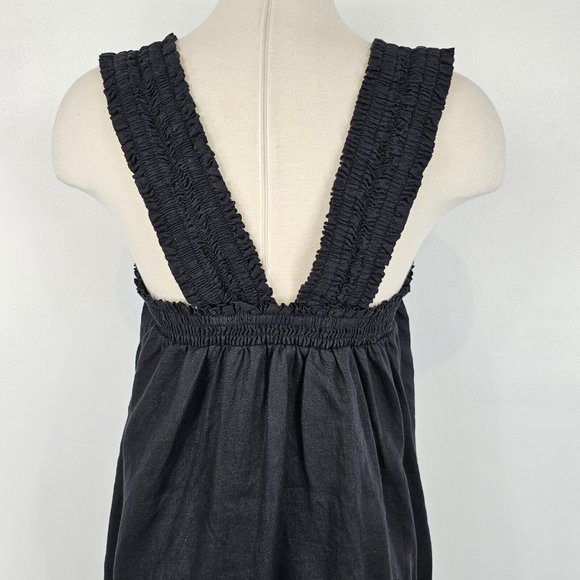 Everlane The Smocked Linen Shift Dress Womens Size Medium Black Sleeveless Flowy - Picture 7 of 16